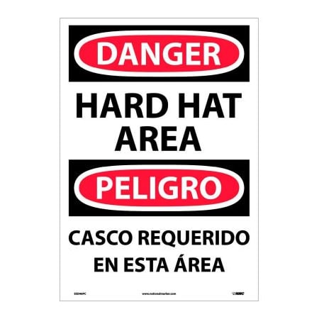 National Marker Co Bilingual Vinyl Sign - Danger Hard Hat Area ESD46PC